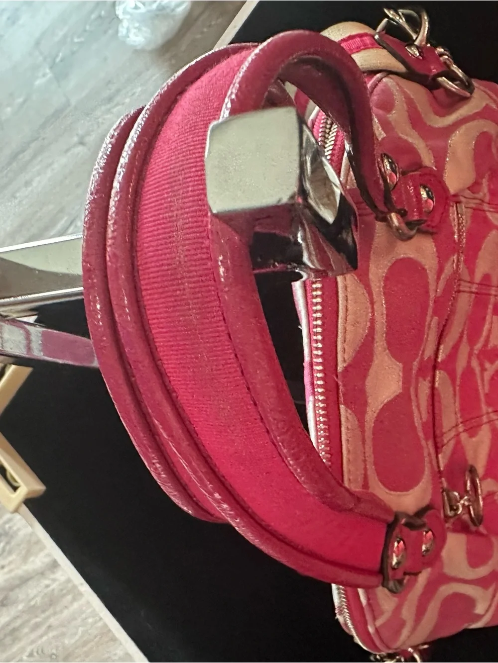 Coach #178 Poppy Signature Lurex C Outline Satchel/Crossbody
